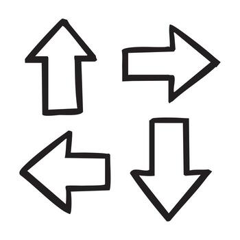 mano dibujado flechas señalando en diferente direcciones transporte opciones navegación y Guia con un blanco antecedentes para sencillo claridad vector