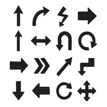 Diverse Arrow Collection Black Directional Symbols for Navigation Guidance and Wayfinding Graphic Resources Hand Drawn Style Design Elements vector