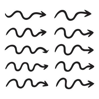 Collection of Wavy Black Arrows Pointing Right Directions, Simple Designs and Creative Icons for Presentations and Graphics vector