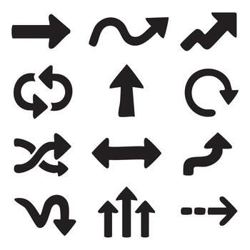 Collection of Creative and Directional Arrows Varied Shapes and Styles Representing Different Movements Directions and Navigation Options for Design Use vector