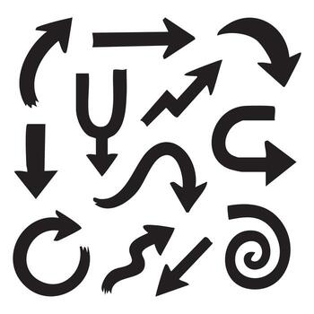 Diverse Arrow Set Artistic Collection Guiding Directional Cues Creative Visuals Pointing the Way Navigation Elements for Design vector