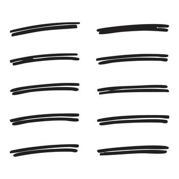 Collection of Hand Drawn Marker Lines for Text Highlighting and Underlining or Emphasis, Various Styles and Arrangements on White Background vector