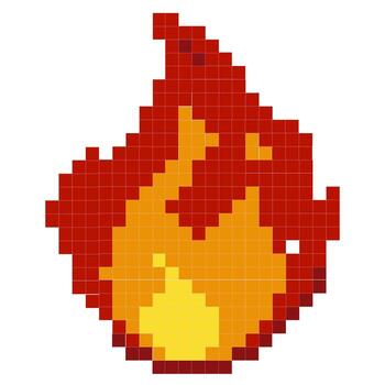 Pixelated image of burning flame. Game element in 8-bit style. vector