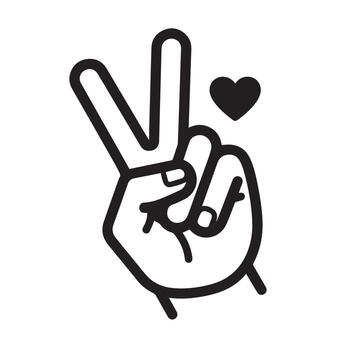 paz firmar mano gesto con corazón aislado en blanco antecedentes para simbolizando amor y armonía en un sencillo y minimalista diseño vector