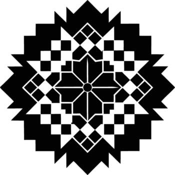 Intricate Geometric Pattern Decorative Motif with Square and Star Elements. Intricate black and white geometric mandala pattern with sharp edges and repeating squares. vector
