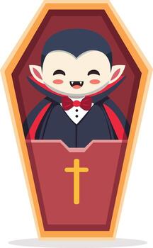 Cartoon vampire in a coffin vector
