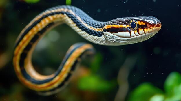 de cerca ver de un serpiente con intrincado patrones. foto
