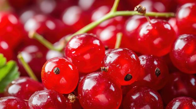 Close-up view of fresh red currants. photo