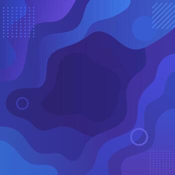 Abstract background with gradient shapes and geometric elements. Blue and purple background with wavy lines, dots, and circles. Modern Geometric Wave Pattern. vector