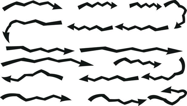 colección de negro zigzag flechas en un blanco antecedentes diseño elementos vector
