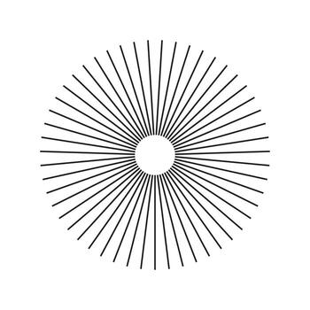 Spokes grid with radiating stripes. Round radial radiation lines. Star sun burst, rays. Circulars lines beams. Abstract geometric round shape pattern. vector
