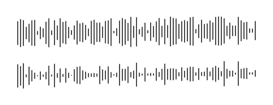 Equalizer symbols set. Waveform patterns. Audio chat speech sound wave icons collection. Elements for mobile messenger, podcast online radio, music player interface or app. Voice message templates vector