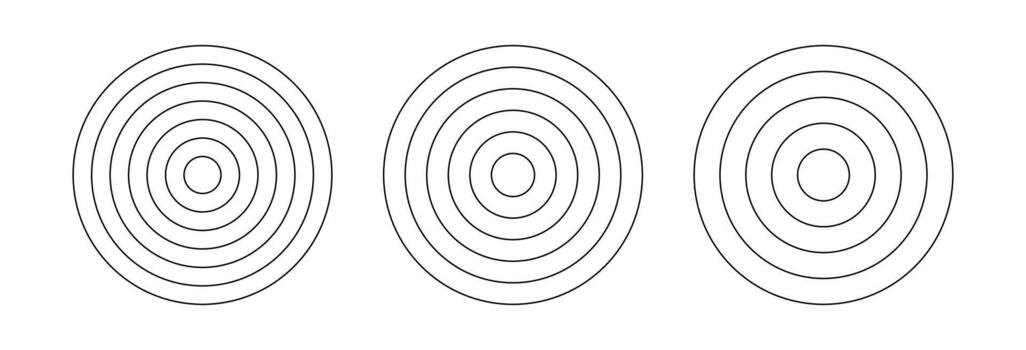 Polar grids concentric circles. Circle diagrams divided on 4, 5 and 6 segments. Blank polar graph paper.Wheel of life or habits tracker. vector