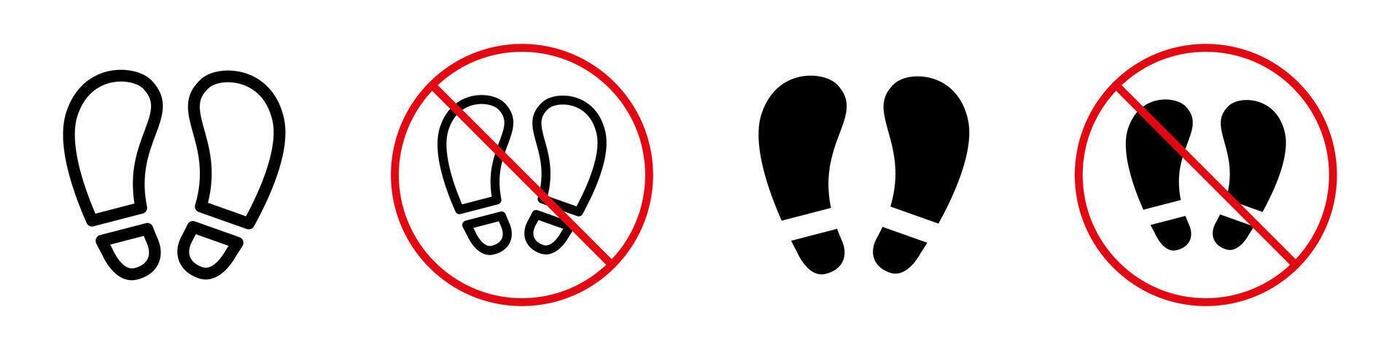 No walking shoe print sign with crossed line in icon style vector