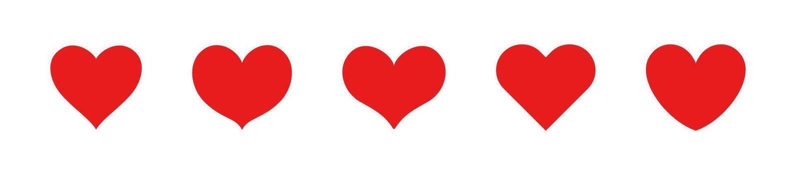 Red hearts in flat style with multiple shapes vector