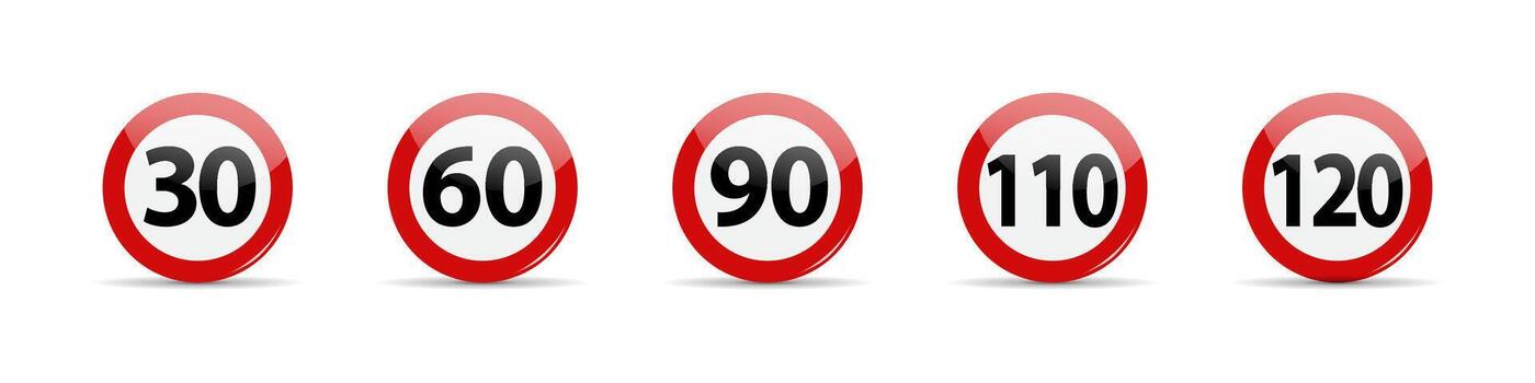 Speed Limit Sign Set. Set of speed limit signs. Speed Limit Signs illustration vector