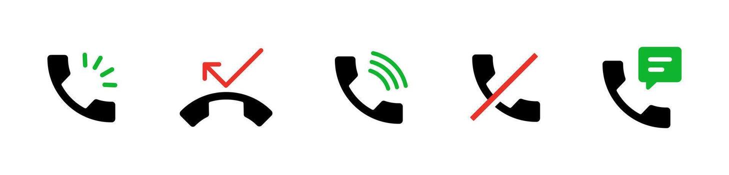 Phone calling signs of picking up and hang up the call flat icon set vector