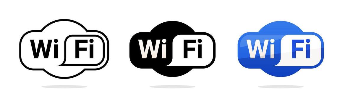 Wifi wireless internet sign outline filled and flat gradient icon set vector
