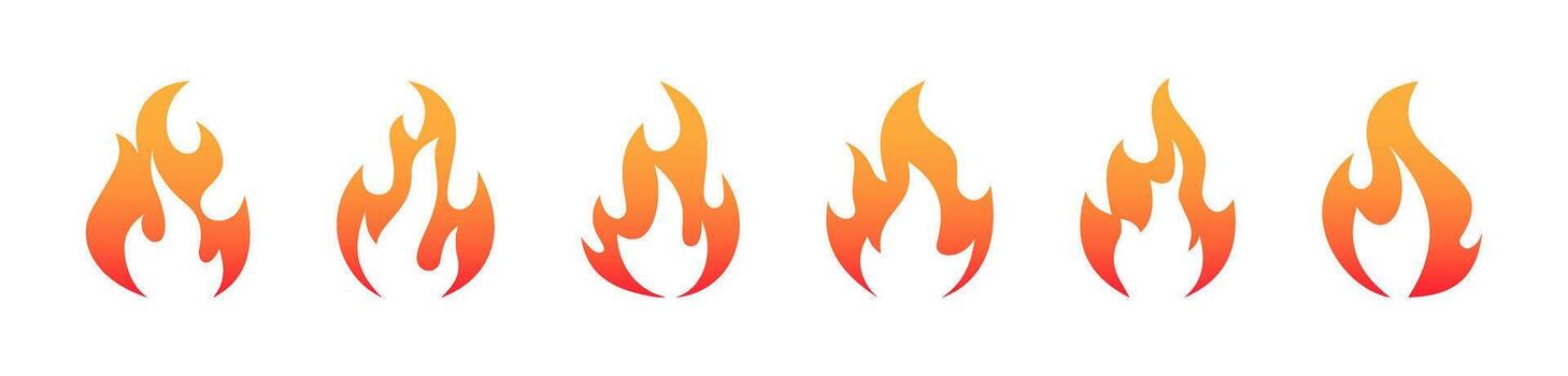Fire icons in gradient style icon set vector