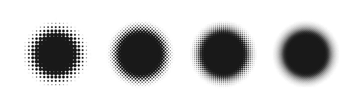 circulo medios tonos resumen punteado círculos redondo medios tonos geométrico puntos degradado. trama de semitonos textura. trama de semitonos degradado ilustración vector