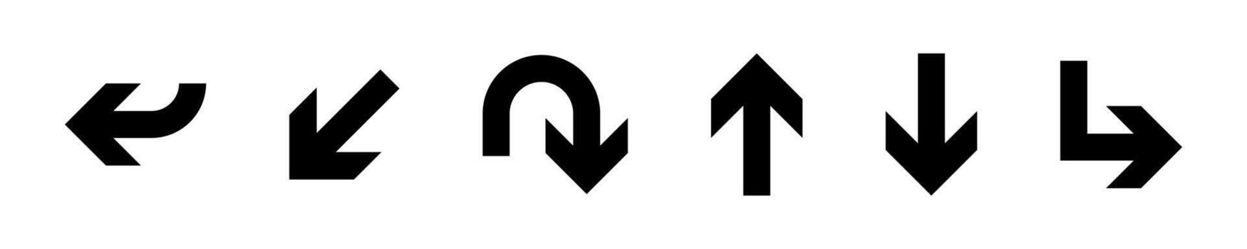 Clean flat arrows in multiple styles for navigation and design vector