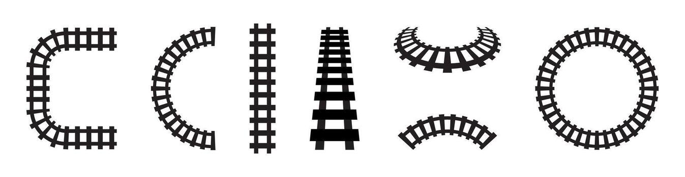 Railway tracks and crossings in flat style with different variations vector