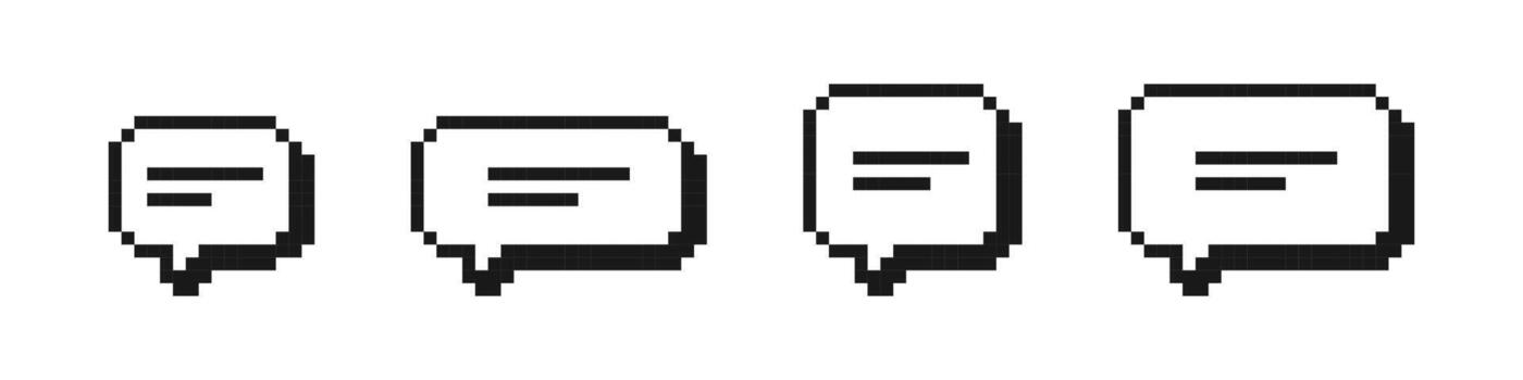 pixelado habla burbujas diferente formas de habla burbujas iconos habla burbujas íconos en píxel Arte estilo vector