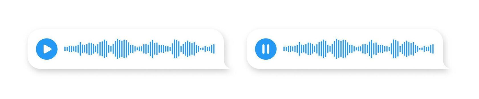 Voice message and play sign text messenger dialogue element collection. Audio communication icon set. vector