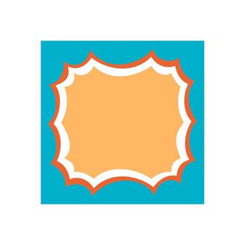 Groovy retro frame shape with scallop cartoon edge. Pop style border creates colorful y2k label. Bright background and eye label make this frame perfect for unique design concepts. vector