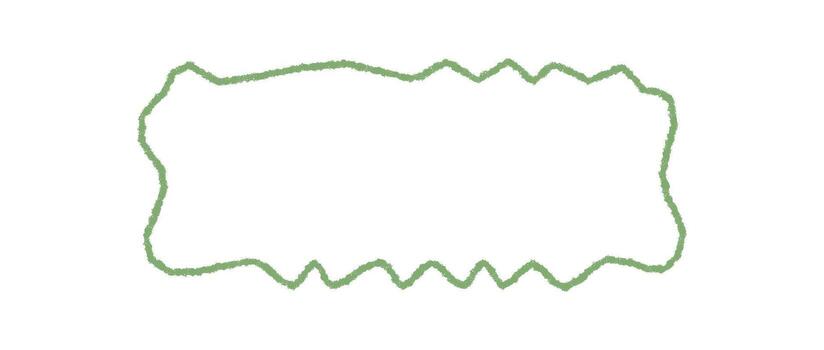 Green chalk squiggle rectangle outline frame with sketch style. Fluid banner as a label and textbox box, unique background for creative text or modern banner concepts. vector