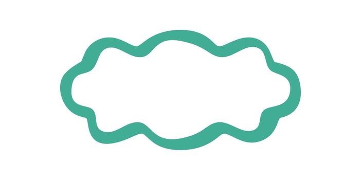 Groovy wavy scallop frame element in teal retro style. Funky border with abstract outline and doodle shape. Creative y2k graphic background as playful retro design element. vector