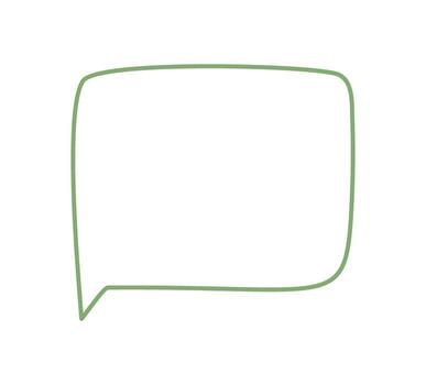 orgánico mano dibujado habla caja con describir. rectángulo mensaje burbuja y charla caja de texto con verde línea, sencillo hablar forma, y vacío centro. ideal para diálogo, comentario o hablar concepto. vector