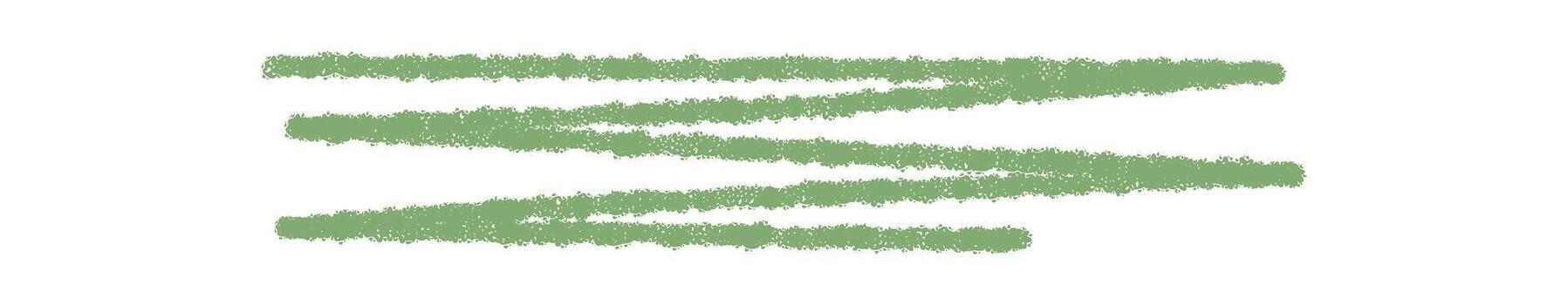 Green crayon underline in hand drawn sketch style. Pastel stroke with natural texture and highlight effect. Artistic line element adds graphic accent for note, text or creative message vector