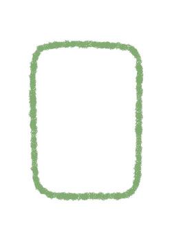 Green organic chalk outline rectangle frame forms a unique border with background. The illustration works as a label or text element, giving hand drawn edge for various template needs. vector