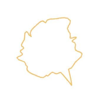 Wavy chalk hand drawn speech bubble with orange sketch outline. Comic message circle and rough bubble form with graphic stroke, playful outline and abstract speech element for text. vector