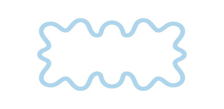 Groovy wavy rectangle outline frame with a retro border. Abstract squiggle shape and line in blue background, modern graphic for cool y2k concept or artistic project. vector