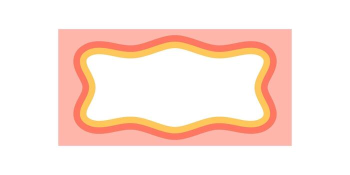 Groovy retro wavy rectangle frame shape with funky pop border and modern background. This y2k element combines vintage and trendy style as a creative graphic for colorful projects. vector