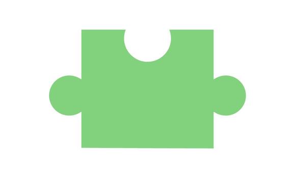 Flat jigsaw puzzle piece silhouette in cartoon graphic style. Simple tile used in board games and table activities. Fun play element, ideal for boardgame hobbies, toy concepts, and childhood vector