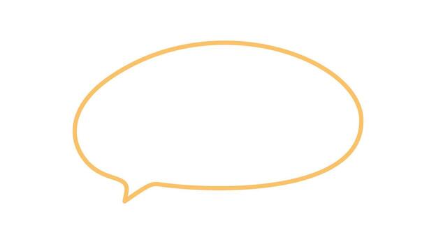 Organic hand drawn speech bubble outline forms a simple circle for chat or text. Message icon for comment or talk, clean dialogue bubble design in orange, perfect conversation and modern vector