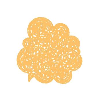 lápiz de color Escribiendo habla burbuja con orgánico, mano dibujado nube forma. resumen globo citar como juguetón mensaje rectángulo, creativo gráfico para niño o comunicación decoración, amarillo tono para moderno vector