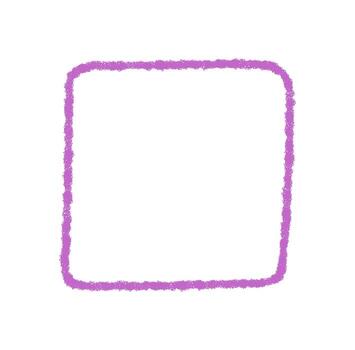 Chalk quote box with organic outline and rough border forms a square frame in pastel purple. Rectangle shape with crayon touch, this icon offers a graphic background for creative projects and label vector