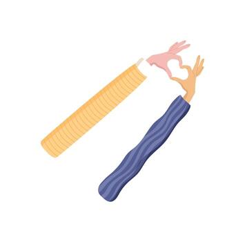 Flat symbol of hands forming a heart gesture. Creative concept of love, friendship, and support. Representation allyship and solidarity in an abstract, colorful style for community themes. vector