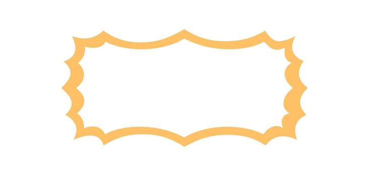 Groovy retro frame shows wavy scallop rectangle outline with curvy border. This playful label element adds y2k style as an abstract orange background for creative and trendy projects. vector