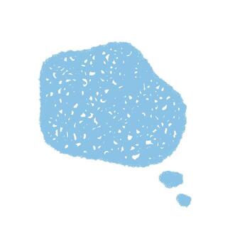 Blue crayon squiggle thought chat bubble in a playful child style. Fluid balloon with cloud and scribble shape, abstract graphic rectangle for creative speech and conversation ideas. vector
