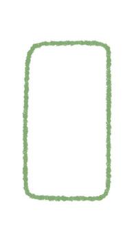 Chalk rectangle frame with green organic contour and outline border. This icon and label background graphic uses a hand drawn style for modern text design creative presentation. vector