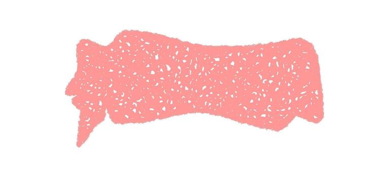 Pink organic wavy chalk talk bubble with rectangle banner form. Scribble texture speech bubble as graphic element, playful and blank, useful for creative comment and message template designs. vector