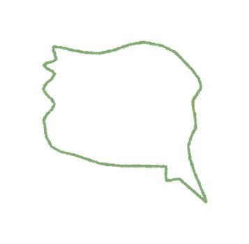 Hand drawn wavy chalk speech balloon outline. Chat bubble and talk dialog icon as message or quote in green circle style. Outline symbol perfect for dialog, talk, and communication concept. vector