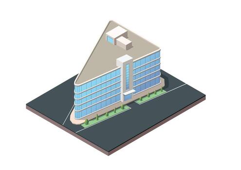 isométrica de un único moderno edificio vector