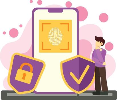 biométrico huella dactilar seguridad verificación ilustración vector