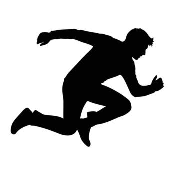 Silhouette of man running forward motion speed vector